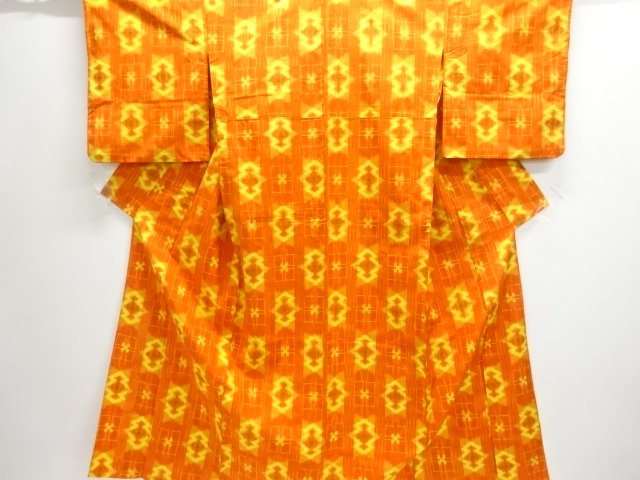 JAPANESE KIMONO / ANTIQUE HITOE KIMONO / SILK / TSUMUGI / WOVEN MATSUKAWABISHI